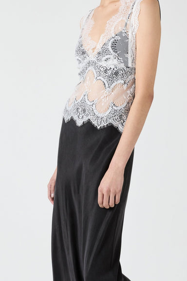 VISIONS LACE FLOOR LENGTH DRESS | BLACK & WHITE - THIRD FORM