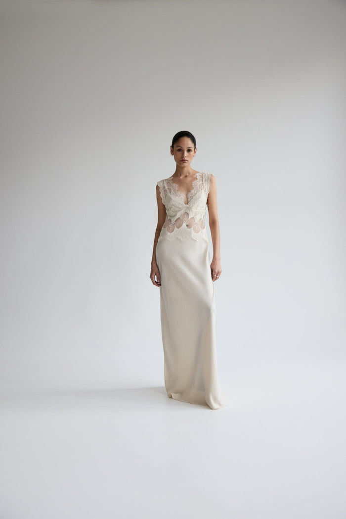 THIRD FORM VISIONS LACE FLOOR LENGTH DRESS | BUTTERCREAM