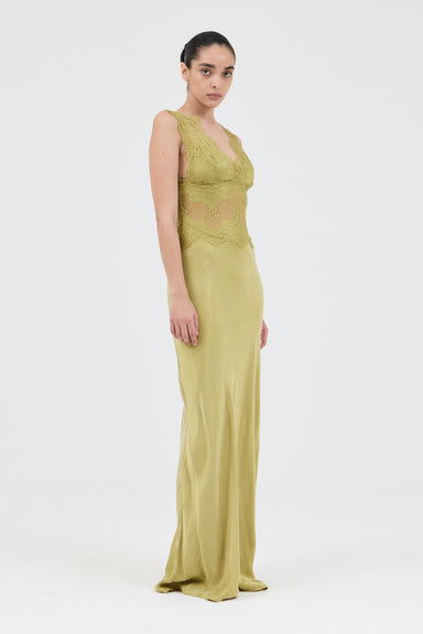 THIRD FORM VISIONS LACE FLOOR LENGTH DRESS | OLIVE