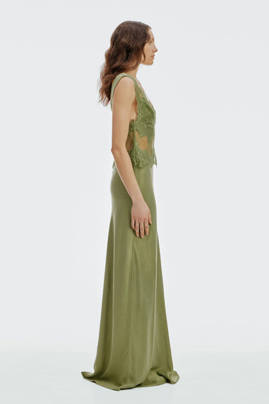 THIRD FORM VISIONS LACE FLOOR LENGTH DRESS | SAGE