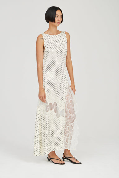 THIRD FORM VISIONS LACE FRILL DRESS | CREAM POLKA DOT