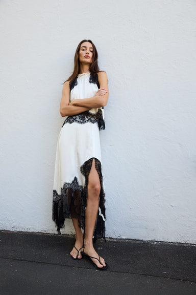 VISIONS LACE HANKERCHIEF SKIRT | IVORY & BLACK - THIRD FORM