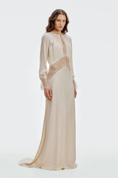 THIRD FORM Visions Lace Long Sleeve Gown | Buttercream