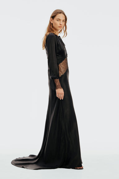THIRD FORM Visions Lace Long Sleeve Gown | Ebony