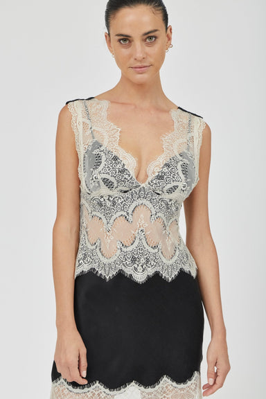 VISIONS LACE MINI DRESS | BUTTERCREAM & BLACK - THIRD FORM