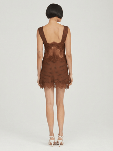 THIRD FORM VISIONS LACE MINI DRESS | CHOCOLATE POLKA DOT