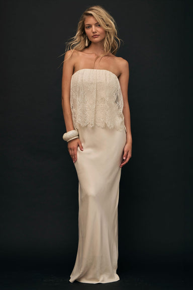 VISIONS LACE STRAPLESS MAXI DRESS | BUTTERCREAM - THIRD FORM