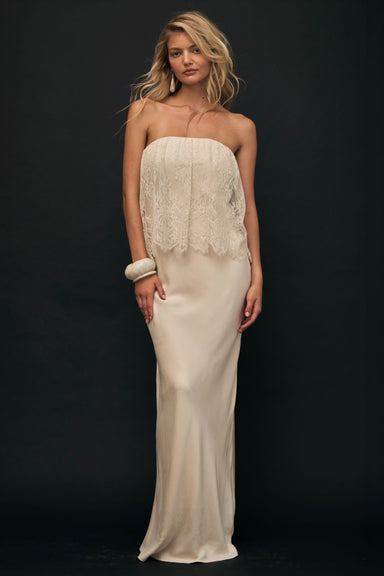 THIRD FORM VISIONS LACE STRAPLESS MAXI DRESS | BUTTERCREAM