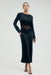 VISIONS LACE TRIM LS MAXI DRESS | EBONY - THIRD FORM