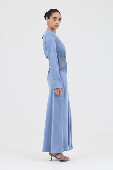 THIRD FORM VISIONS LACE TRIM LS MAXI DRESS | SAPPHIRE