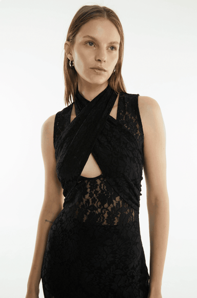 WAYWARD WRAP NECK TANK DRESS | BLACK - THIRD FORM