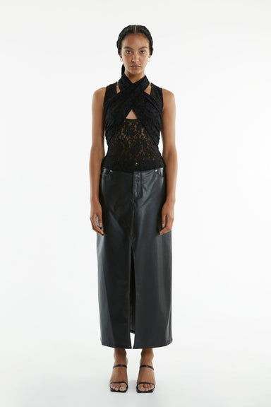 THIRD FORM WAYWARD WRAP NECK TANK TOP | BLACK