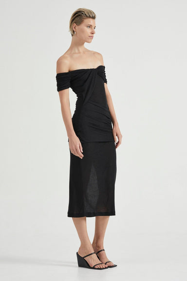 THIRD FORM WIND THROUGH OFF SHOULDER DRESS | BLACK