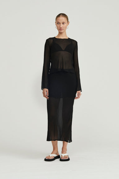WISTERIA SHEER BIAS BLOUSE | BLACK - THIRD FORM