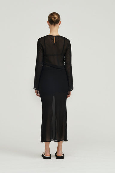WISTERIA SHEER BIAS SKIRT | BLACK - THIRD FORM