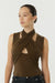 THIRD FORM WISTERIA WRAP NECK TANK TOP | CHOCOLATE