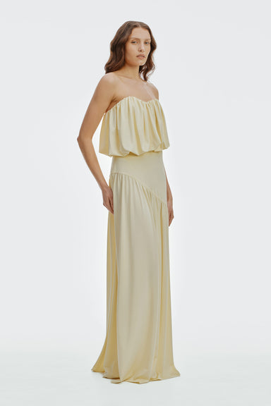 THIRD FORM WITHHELD STRAPLESS FLOOR LENGTH DRESS | BUTTER YELLOW